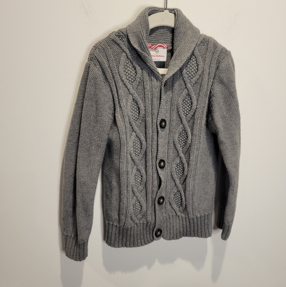 Hanna andersson kids size 5 unisex grey wool blend cable knit sweater flaw - Picture 1 of 7